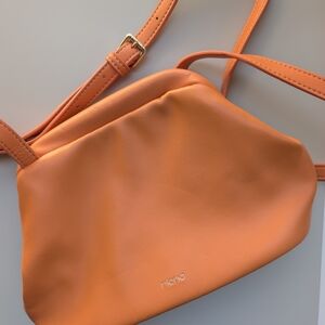 Riona Orange Crossbody Xbody Handbag Purse, hinged opening, Vegan Leather